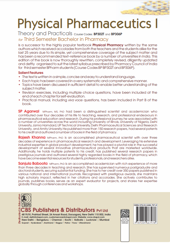 Physical pharmaceutics i: theory and practicals  for third semester bachelor in pharmacy