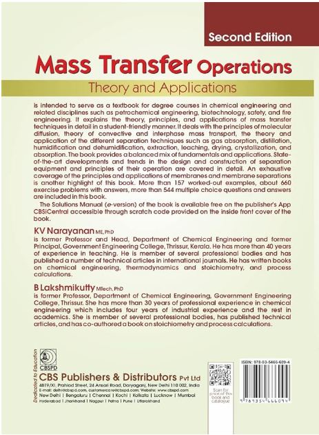 Mass transfer operations theory and applications