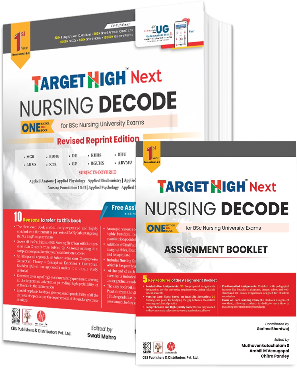 Target high next nursing decode 1st year for bsc nursing university exams with free assignment booklet