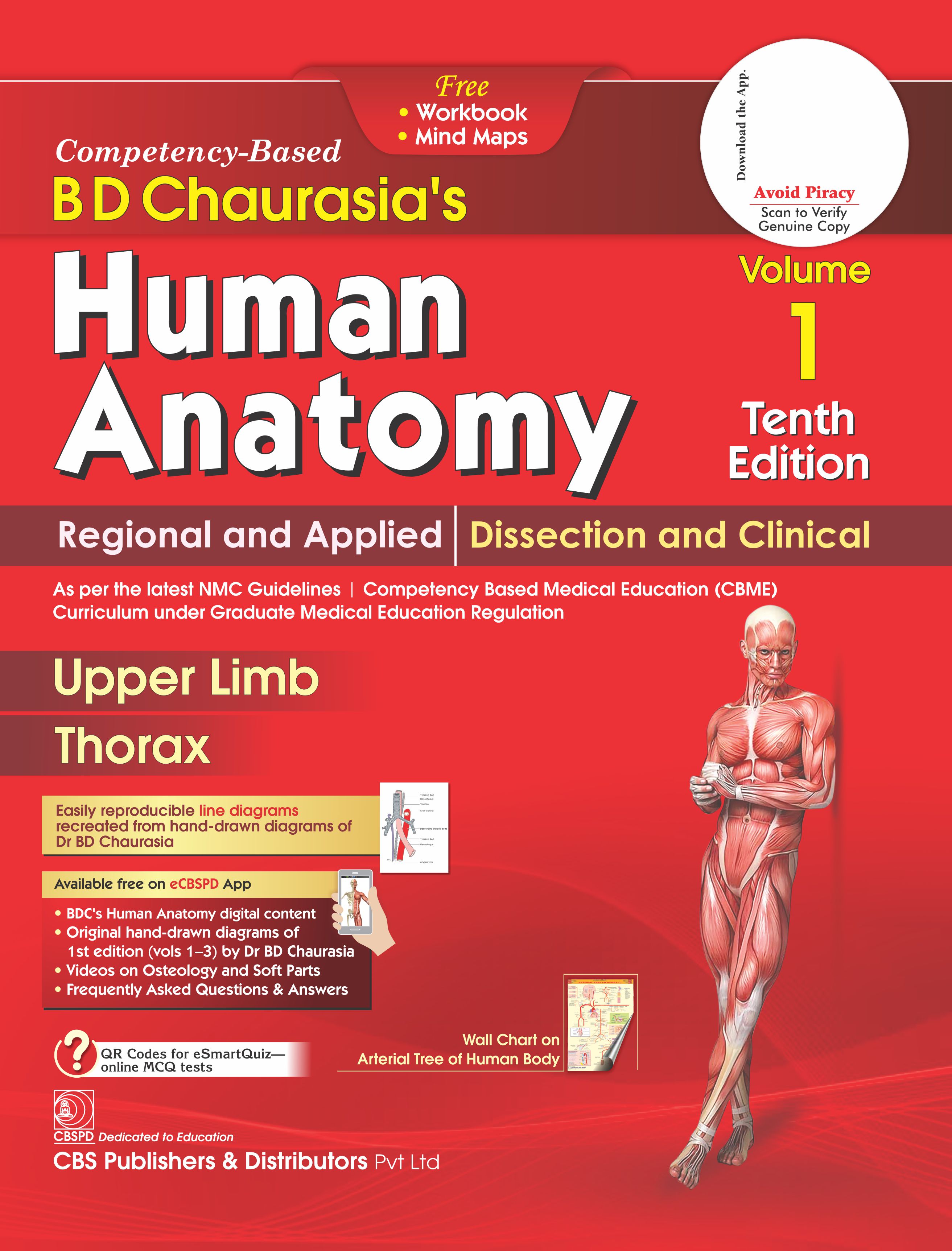 Bd chaurasia’s human anatomy, with free workbook (vol 1.)