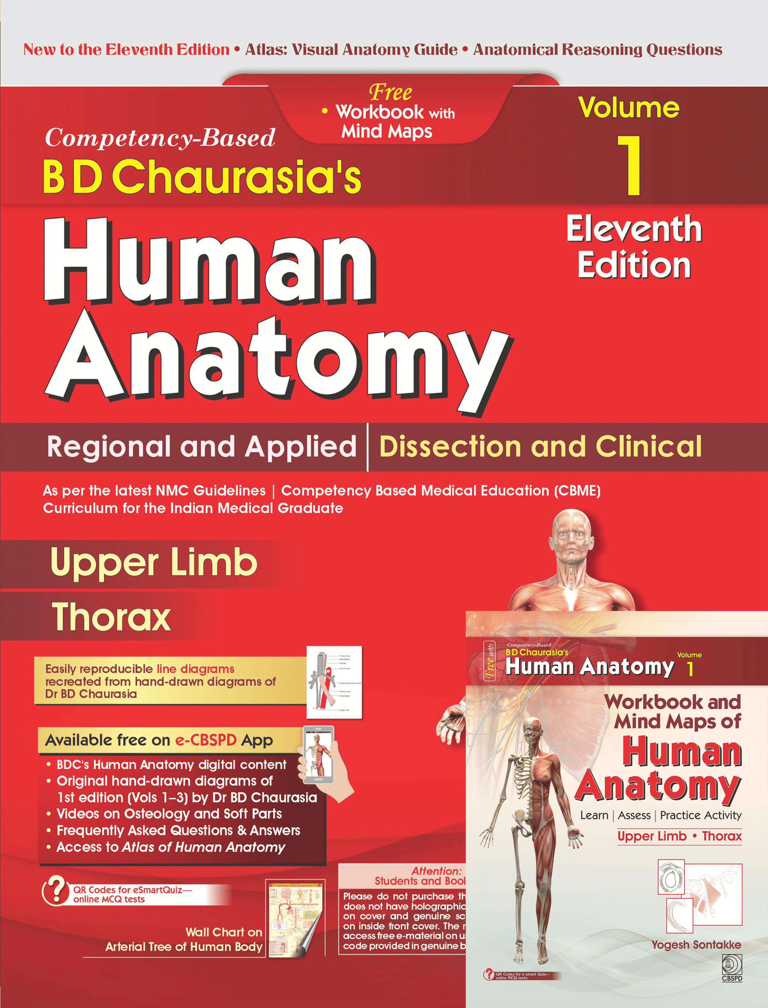 Competency–based bd chaurasia’s human anatomy: regional and applied; dissection and clinical (vol. 1): free workbooks with mind maps(pre-order)