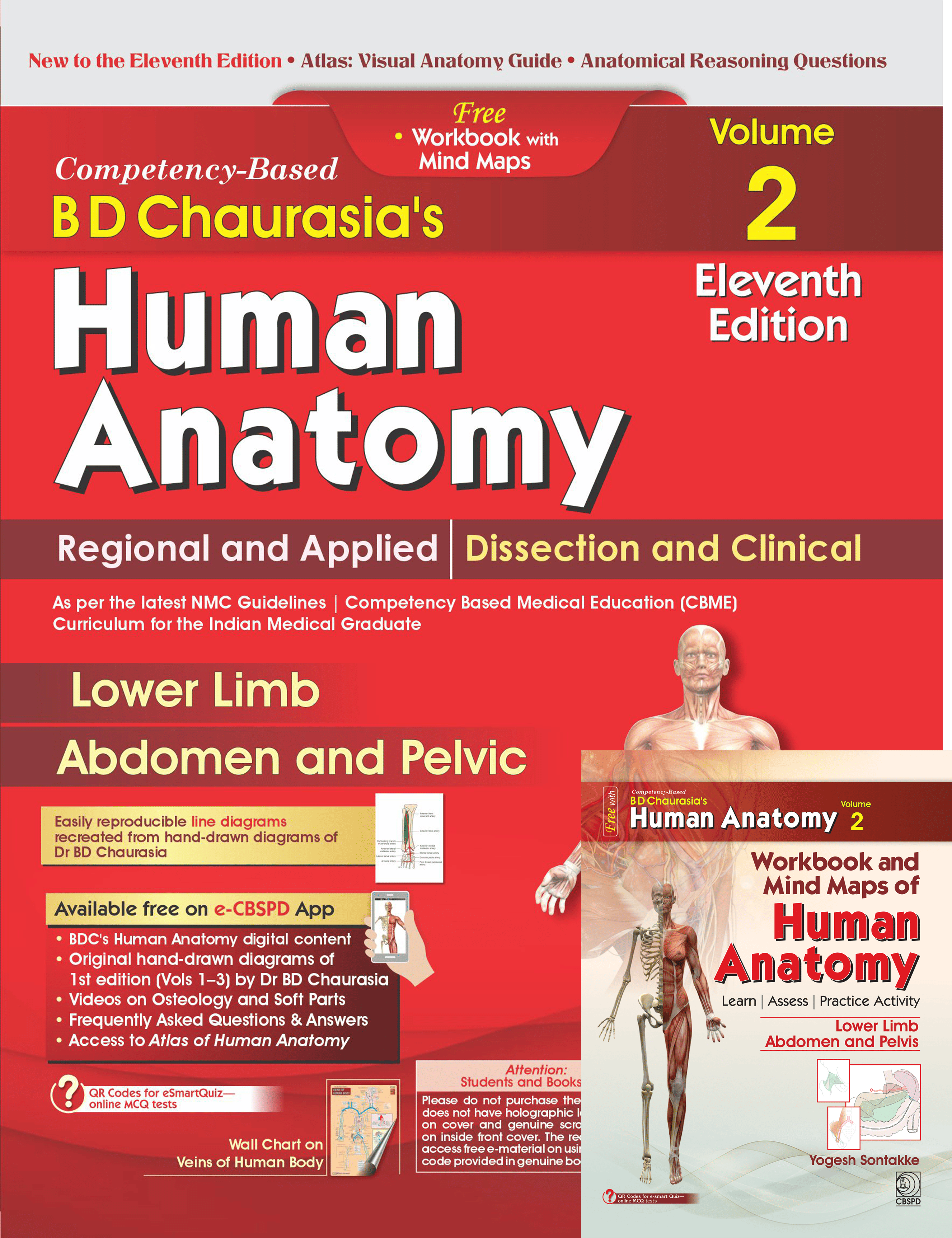 Competency–based bd chaurasia’s human anatomy: regional and applied; dissection and clinical (vol.2): free workbooks with mind maps(pre-order)