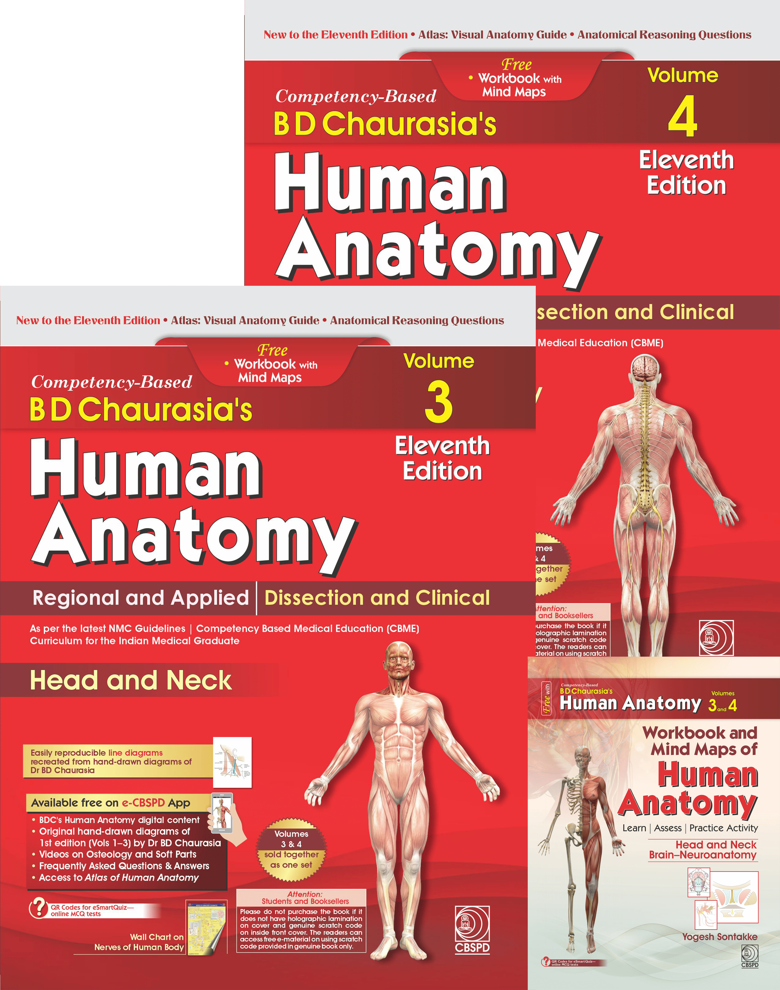 Competency–based bd chaurasia’s human anatomy: regional and applied; dissection and clinical (vol. 3 & 4): free workbooks with mind maps(pre-order)