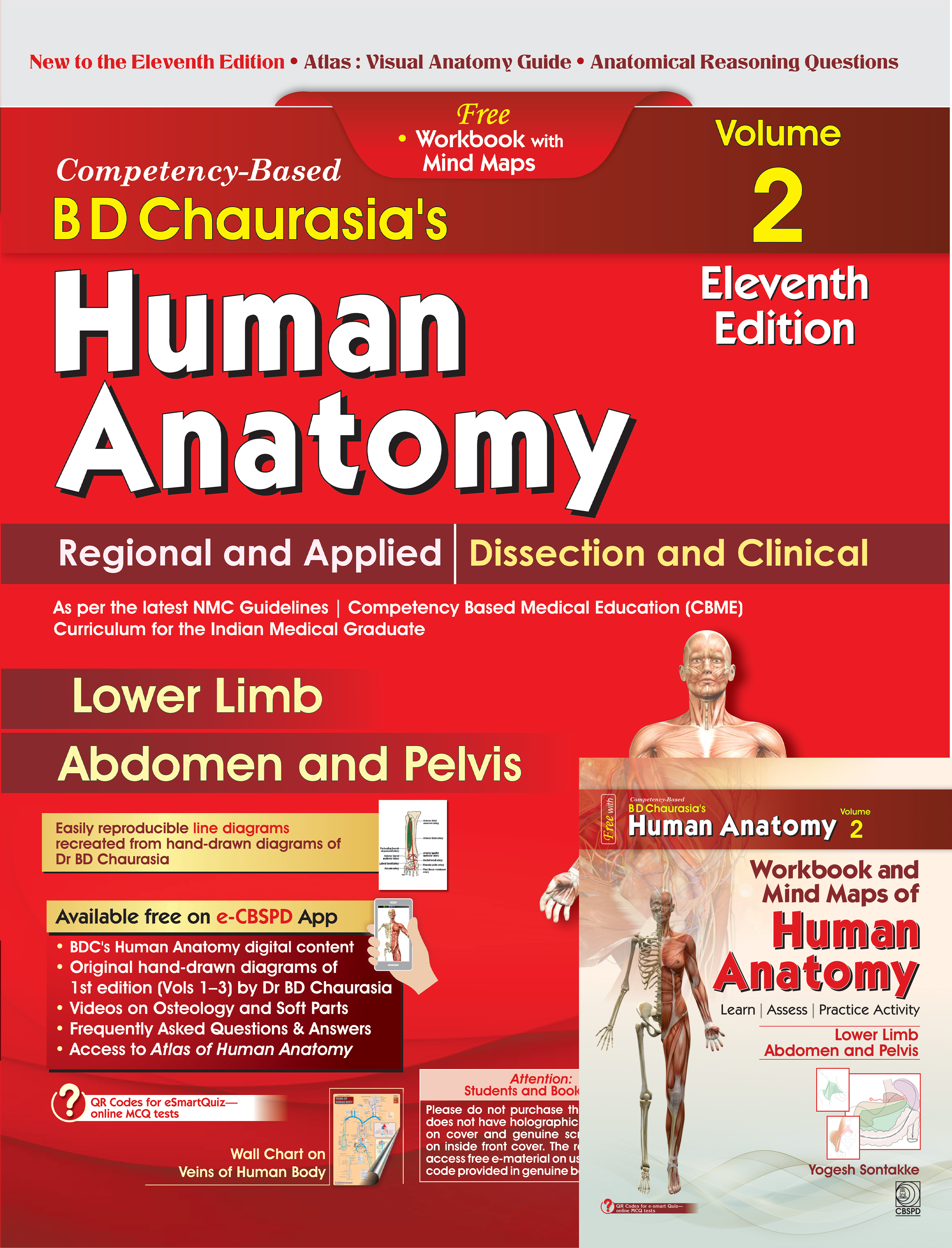 Competency–based bd chaurasia’s human anatomy: regional and applied; dissection and clinical (vol.2): free workbooks with mind maps(pre-order)