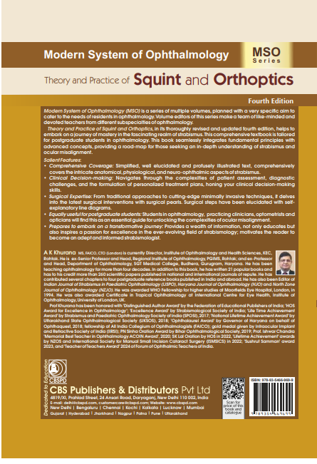 Modern system of ophthalmology (mso series): theory and practice of squint and orthoptics