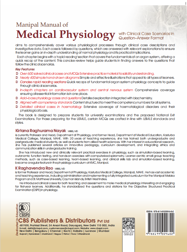 Manipal manual of medical physiology with clinical case scenarios in question–answer format