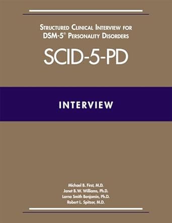 Structured clinical interview for dsm 5 disordersscid 5 cv clinician version users guide (pb 2016) 