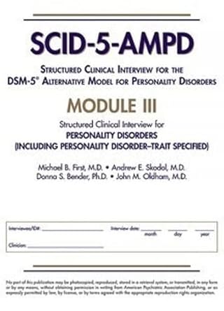 Structured clinical interview for the dsm 5 alternative model for personality disorders module 3 (pb 2018) 