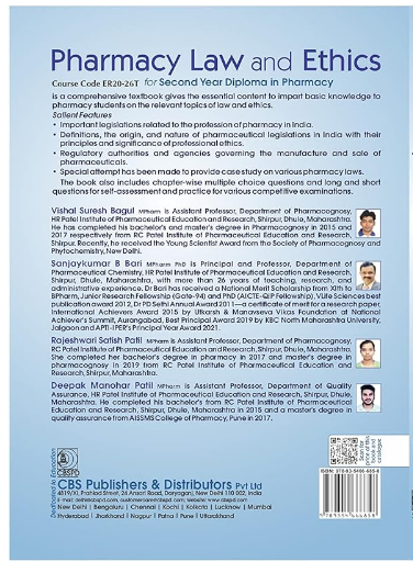 Pharmacy law and ethics for second year diploma in pharmacy