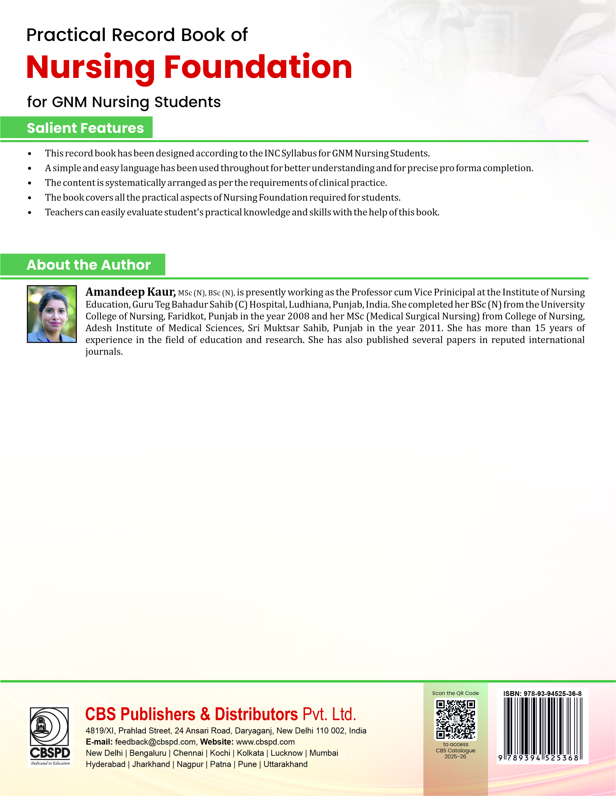 Practical record book of nursing foundation for gnm nursing students