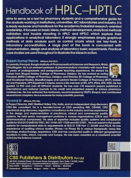 Handbook of hplc hptlc as per the latest pci syllabus prescribed for bpharm semester vii