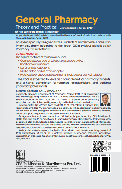 General pharmacy: theory and practical course codes: bp102t and bp 107p for first semester bachelor in pharmacy