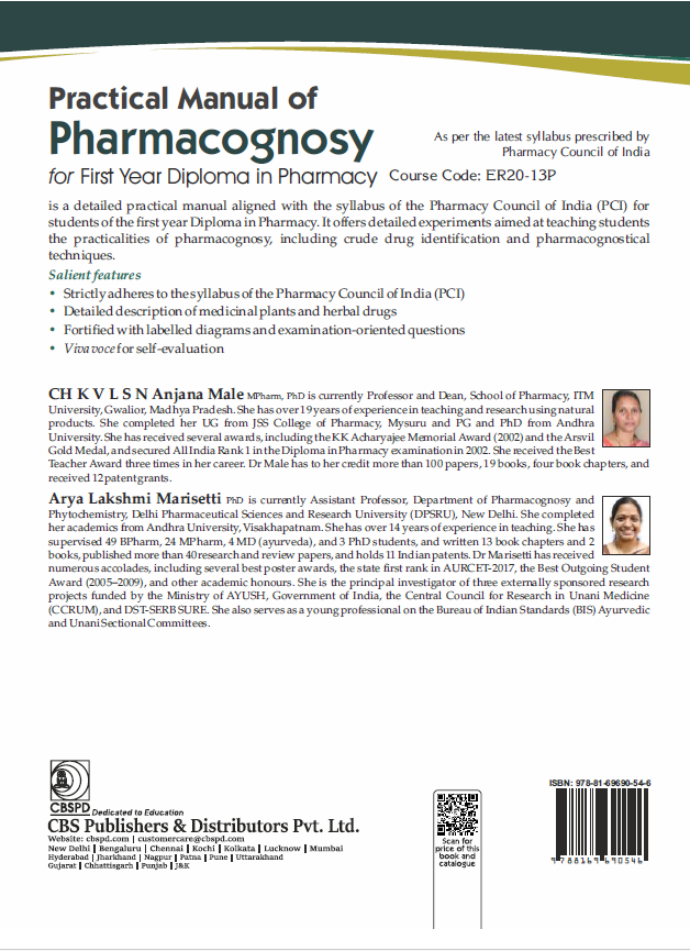Practical manual of pharmacognosy for first year diploma in pharmacy