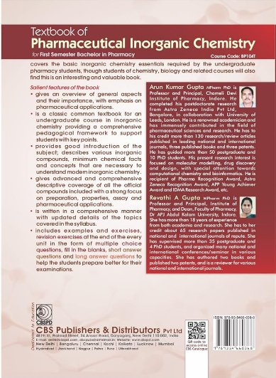 Textbook of pharmaceutical inorganic chemistry for first semester bachelor's in pharmacy