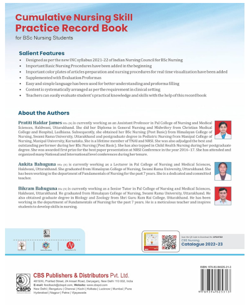 Cumulative nursing skill practice record book for bsc nursing students