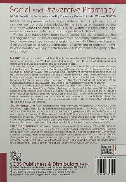 Social and preventive pharmacy as per the latest syllabus prescribed by pharmacy council of india (course bp 8021)