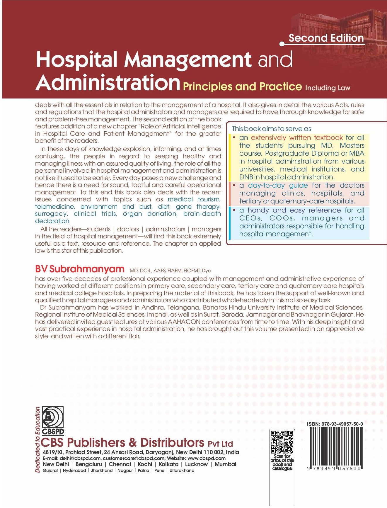 Hospital management and administration principles and practice including law