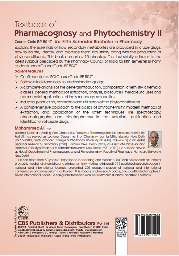 Textbook of pharmacognosy and phytochemistry ii course code bp 504t for fifth semester bachelor in pharmacy