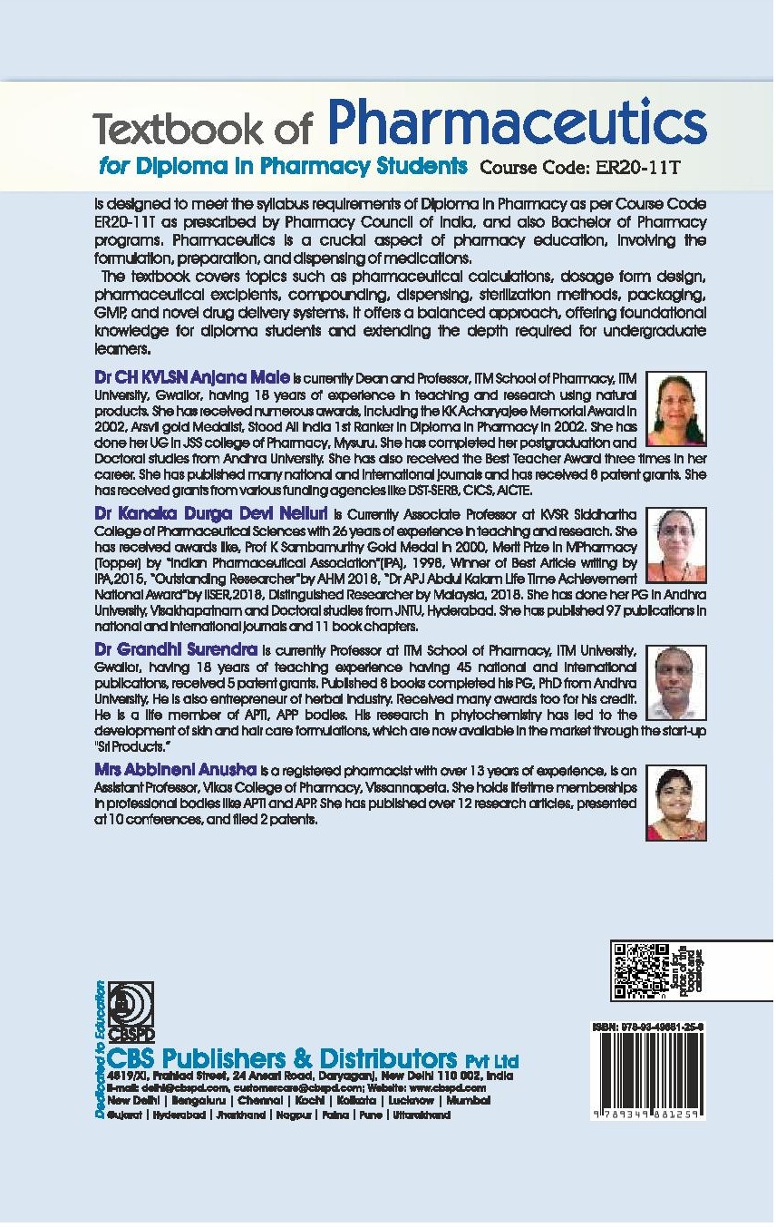 Textbook of pharmaceutics for diploma in pharmacy students course code er20-11t