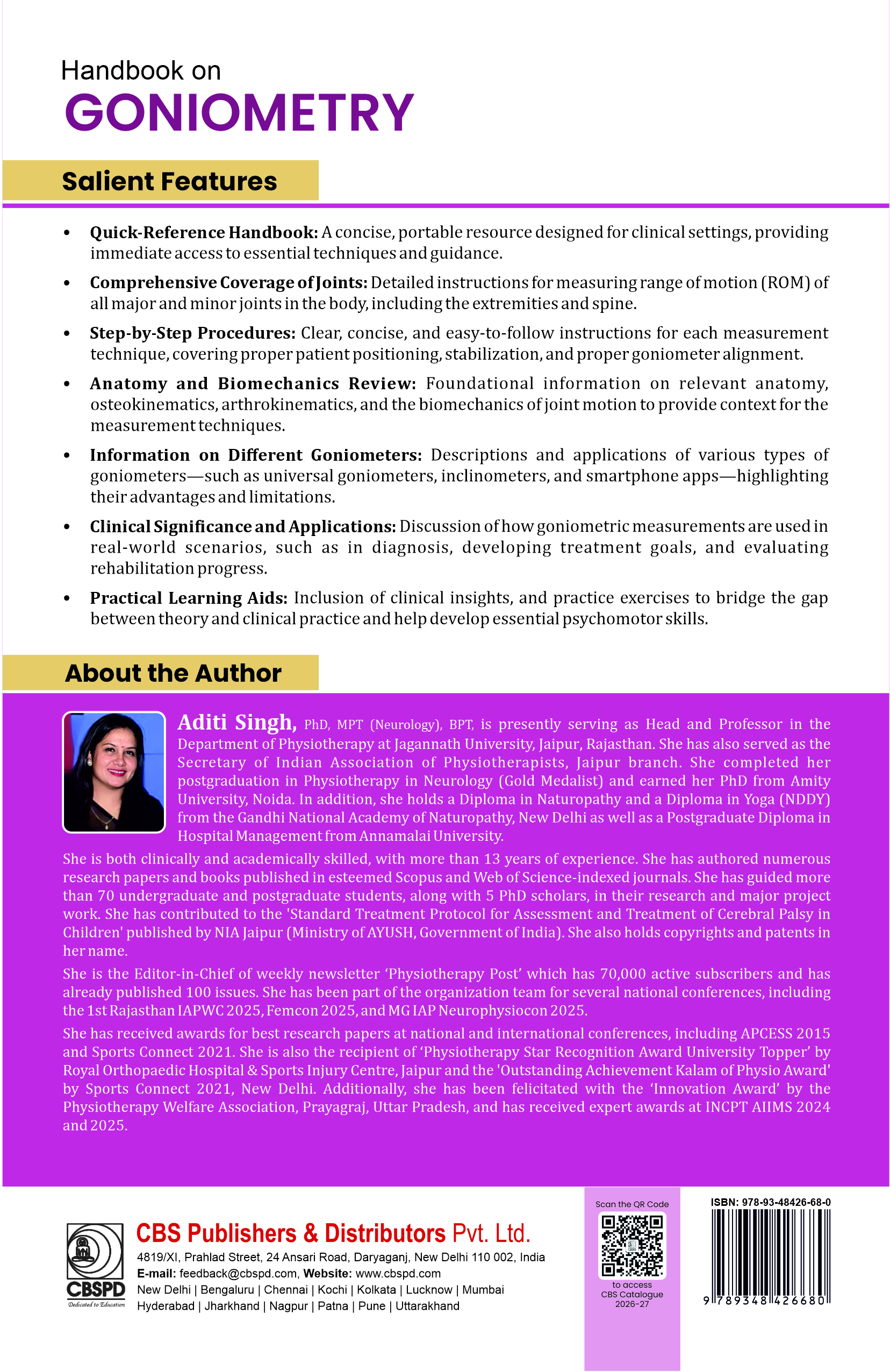 Handbook on goniometry for physiotherapist