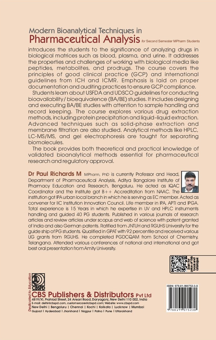 Modern bioanalytical techniques in pharmaceutical analysis for second semester mpharm students