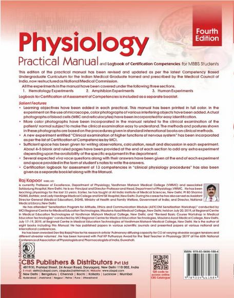 Physiology practical manual and logbook of certification competencies for mbbs students