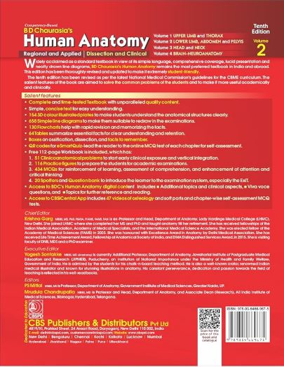 Bd chaurasia’s human anatomy, with free workbook (vol.2)