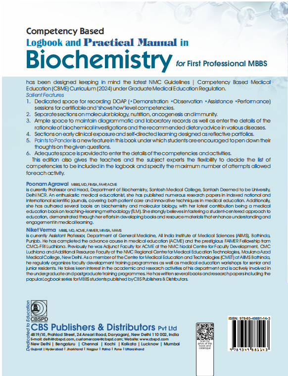 Competency based logbook and practical manual in biochemistry for first professional mbbs-1d