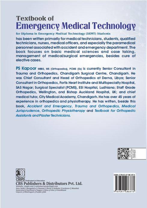 Textbook of emergency medical technology  for diploma in emergency medical technology (demt) students
