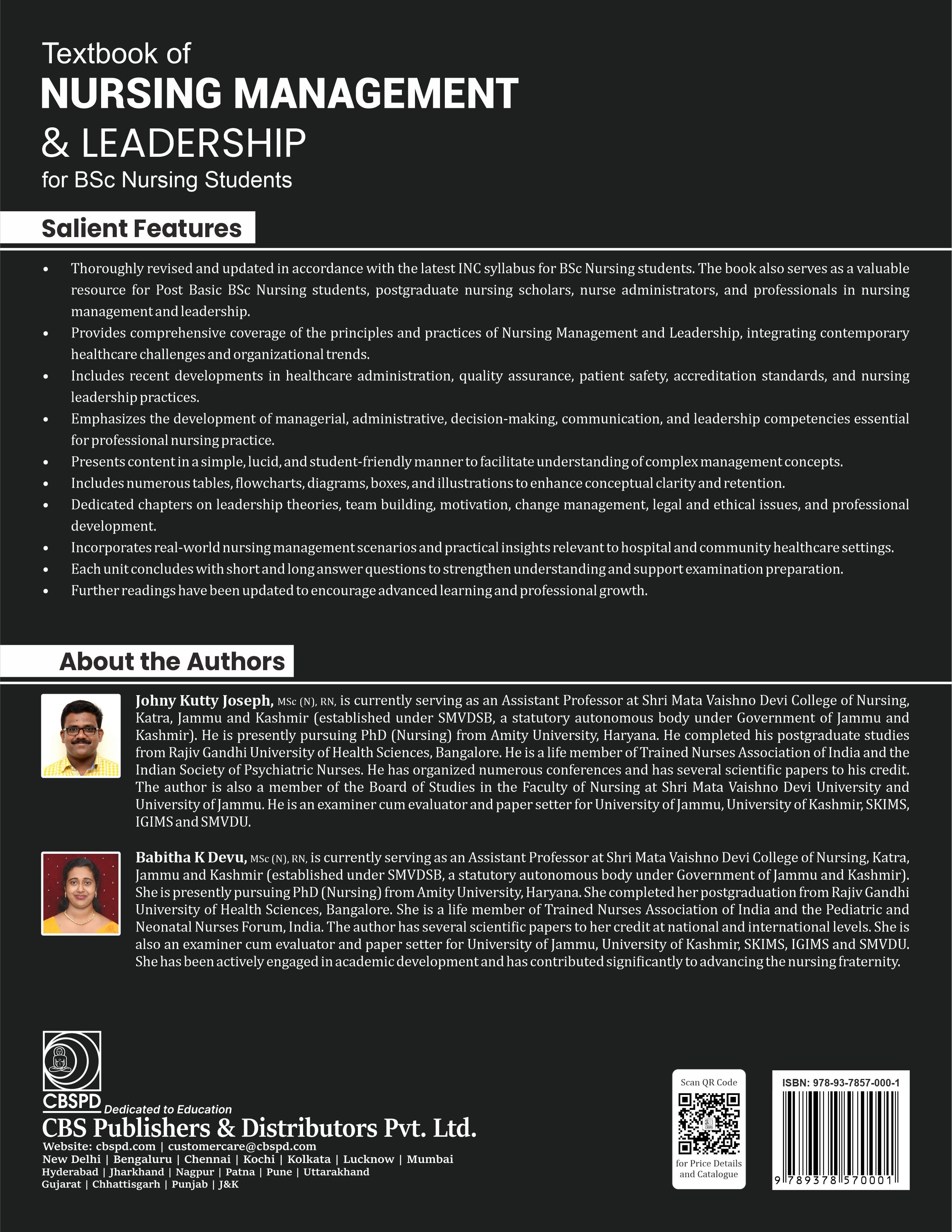Textbook of nursing management and leadership for bsc nursing students 2/e
