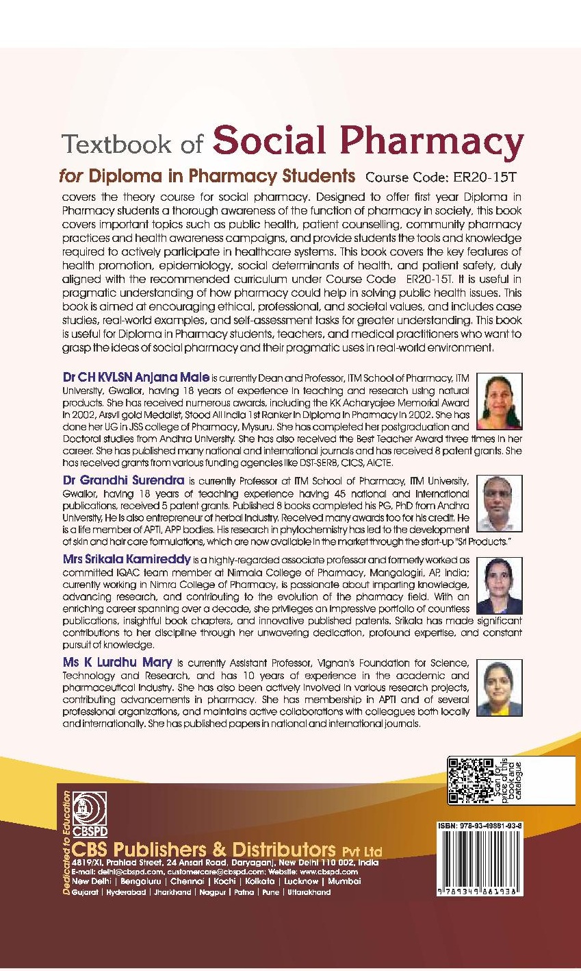 Textbook of social pharmacy for diploma in pharmacy students course code er20-15t