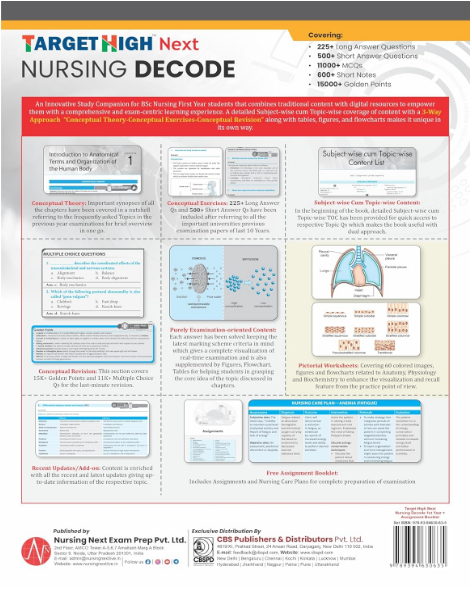 Target high next nursing decode 1st year for bsc nursing university exams with free assignment booklet