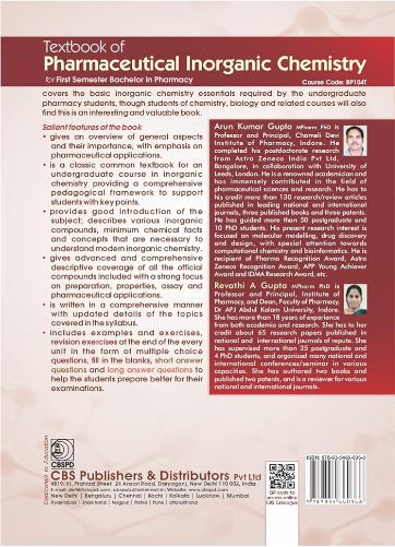 Textbook of pharmaceutical inorganic chemistry  for first semester bachelor in pharmacy