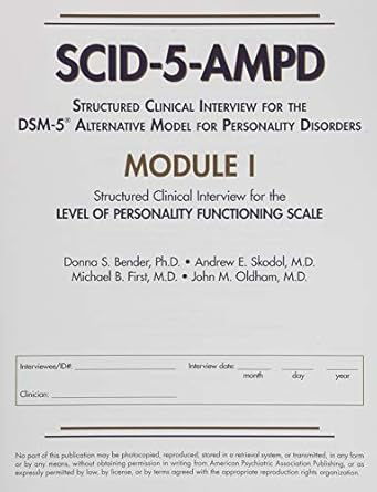 Structured clinical interview for the dsm 5 alternative model for personality disorders module 1 (pb 2018) 