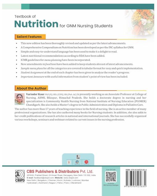 Textbook of nutrition for gnm nursing students (as per the inc syllabus for gnm)