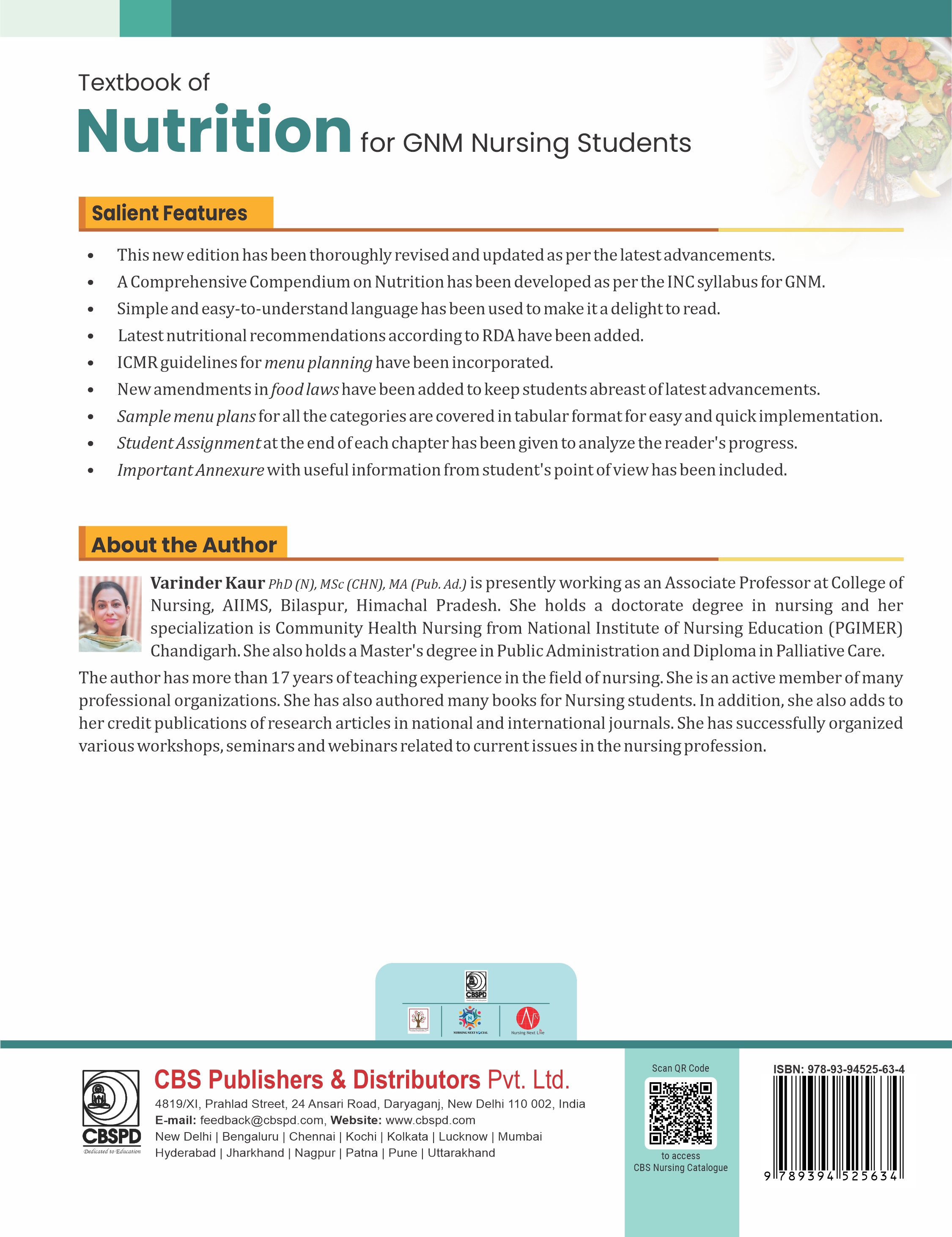 Textbook of nutrition for gnm nursing students (as per the inc syllabus for gnm)