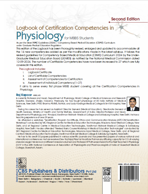 Logbook of certification competencies in physiology, for mbbs students as per the latest nmc (2024) guidelines | competency based medical education (cbme) curriculum under graduate medical education regulation