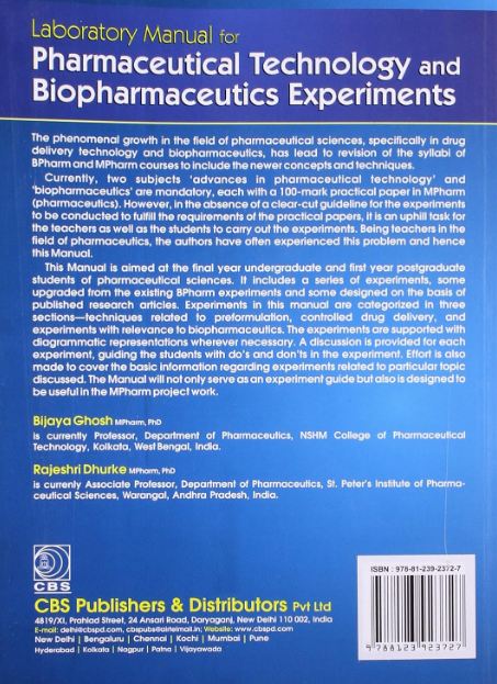 Laboratory manual for pharmaceutical technology and biopharmaceutics experiments