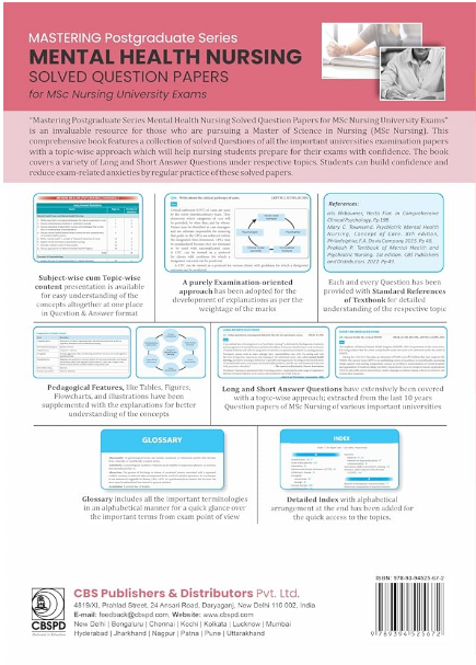 Mastering postgraduate series mental health nursing: solved question papers for msc nursing university exams (as per the inc syllabus for msc nursing)