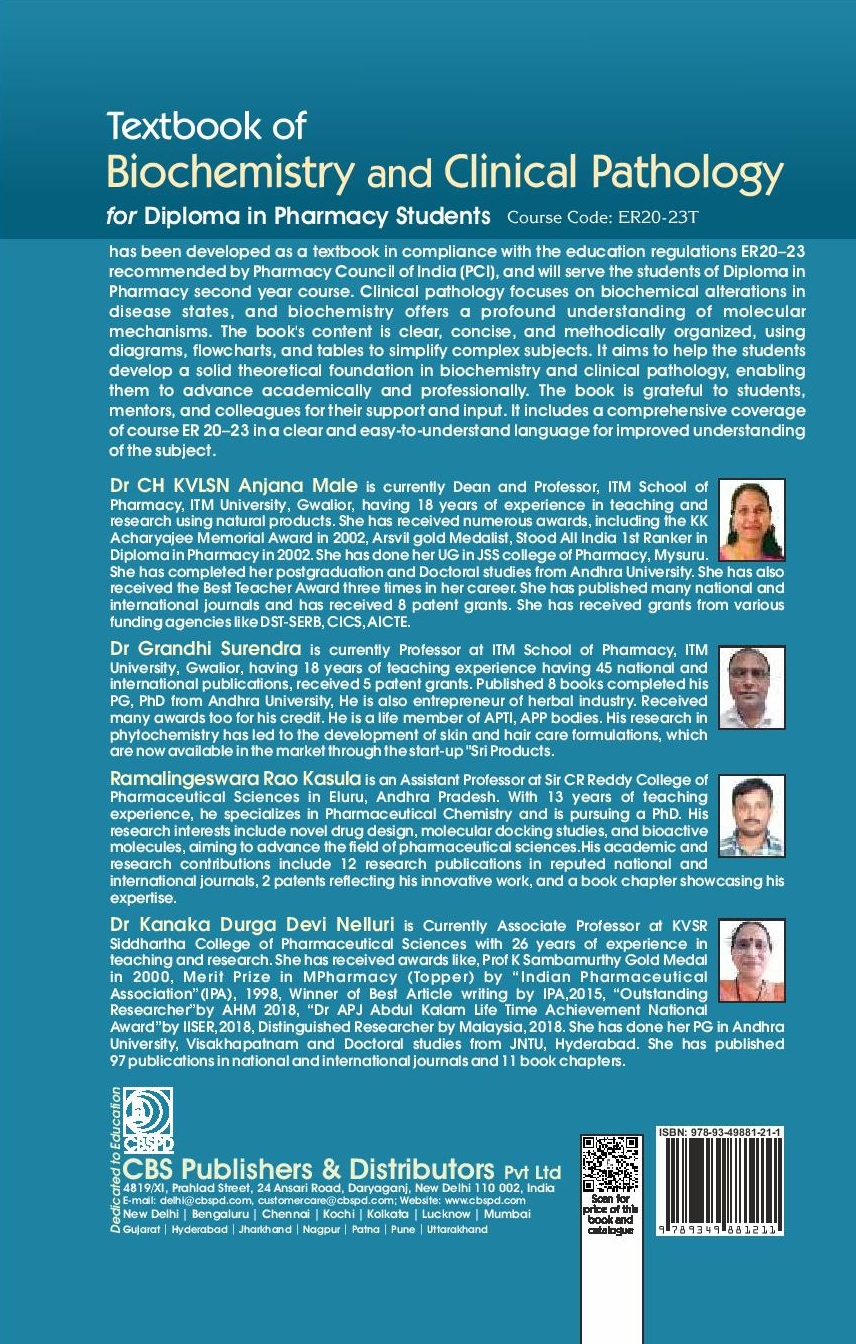 Textbook of biochemistry and clinical pathology for diploma in pharmacy students course code er20-23t