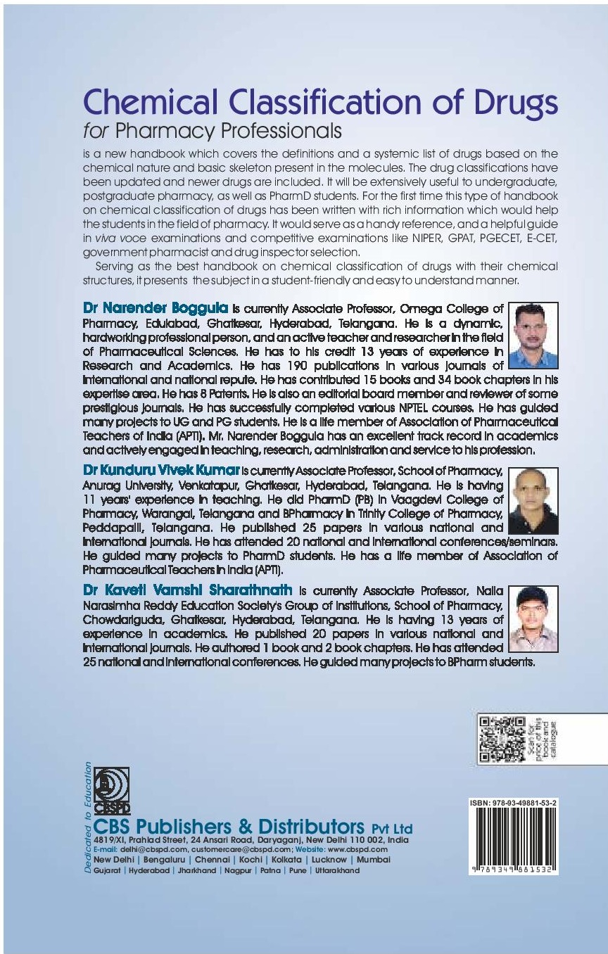 Chemical classification of drugs for pharmacy professionals