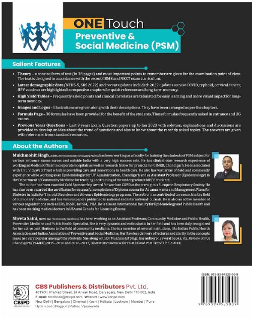 One touch: preventive & social medicine (psm) for neet pg/fmge/ini-cet/cms aspirants/undergraduates