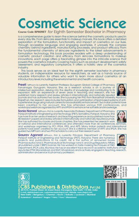 Cosmetic science course for eighth semester bachelor in pharmacy