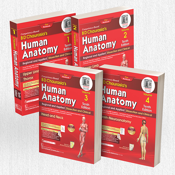 Bd chaurasia’s human anatomy: regional and applied; dissection and clinical, with free workbooks (4vol.set)