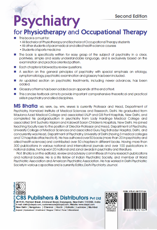 Psychiatry for physiotherapy and occupational therapy