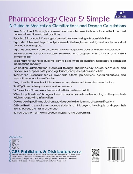 Pharmacology clear & simple: a guide to medication classifications and dosage calculations