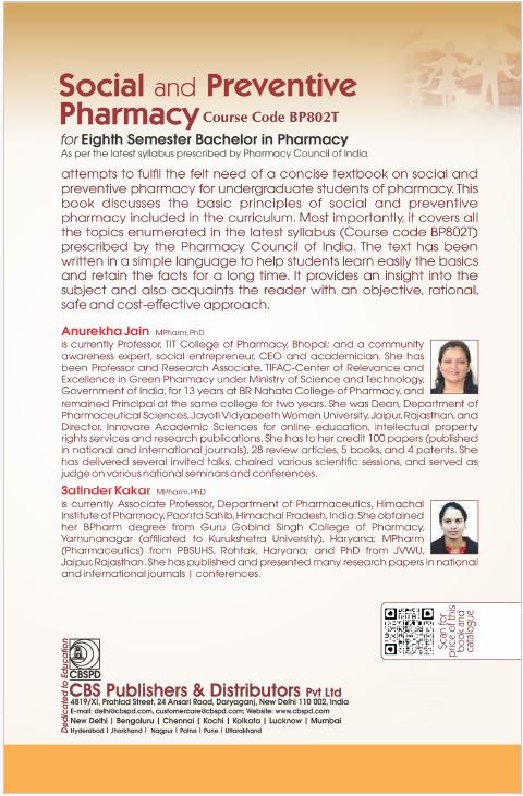 Social and preventive pharmacy (course code bp802t) for eighth semester bachelor in pharmacy