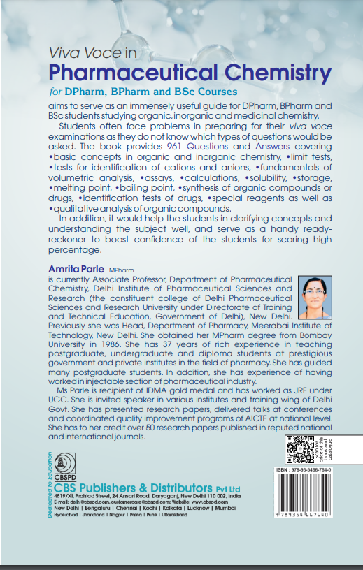 Viva voce in pharmaceutical chemistry 	for dpharm, bpharm and bsc courses