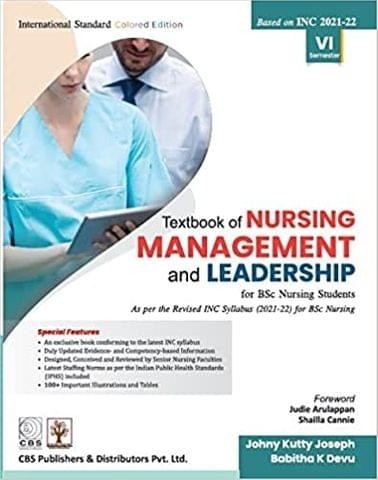 Textbook of nursing management and leadership for bsc nursing students vi semester