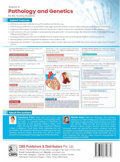 Textbook of pathology and genetics for bsc nursing students as per the revised inc syllabus (2021-22) for bsc nursing